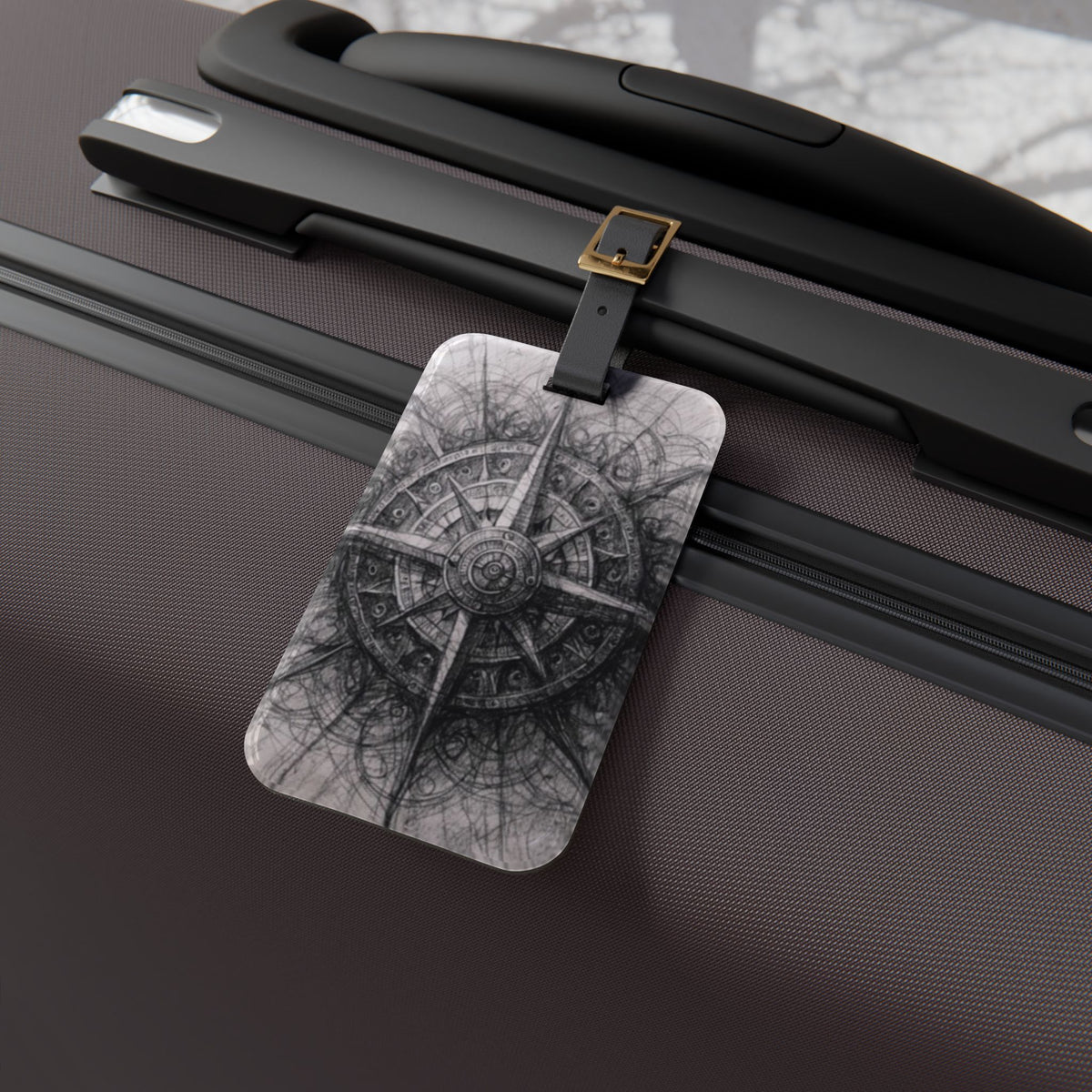 Stylized Illustrated Compass Luggage Tag