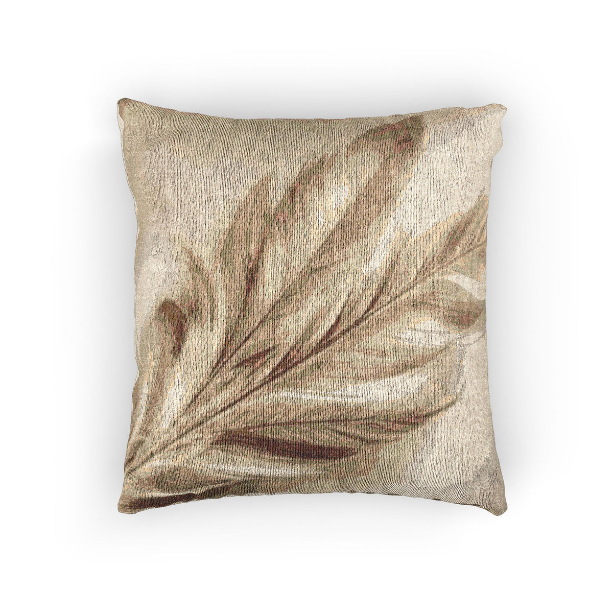 Soft Sepia Large Feather Woven Pillow