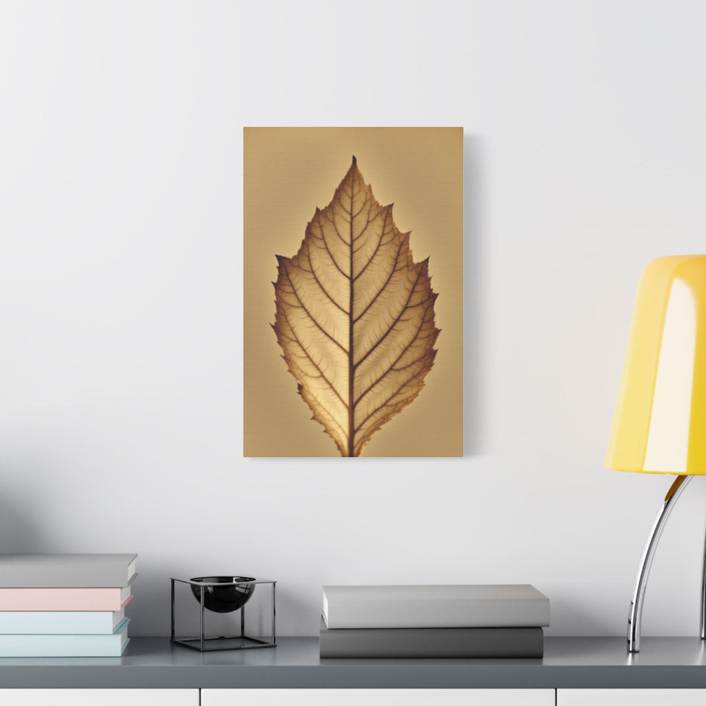 Soft Sepia Leaf Satin Canvas, Stretched