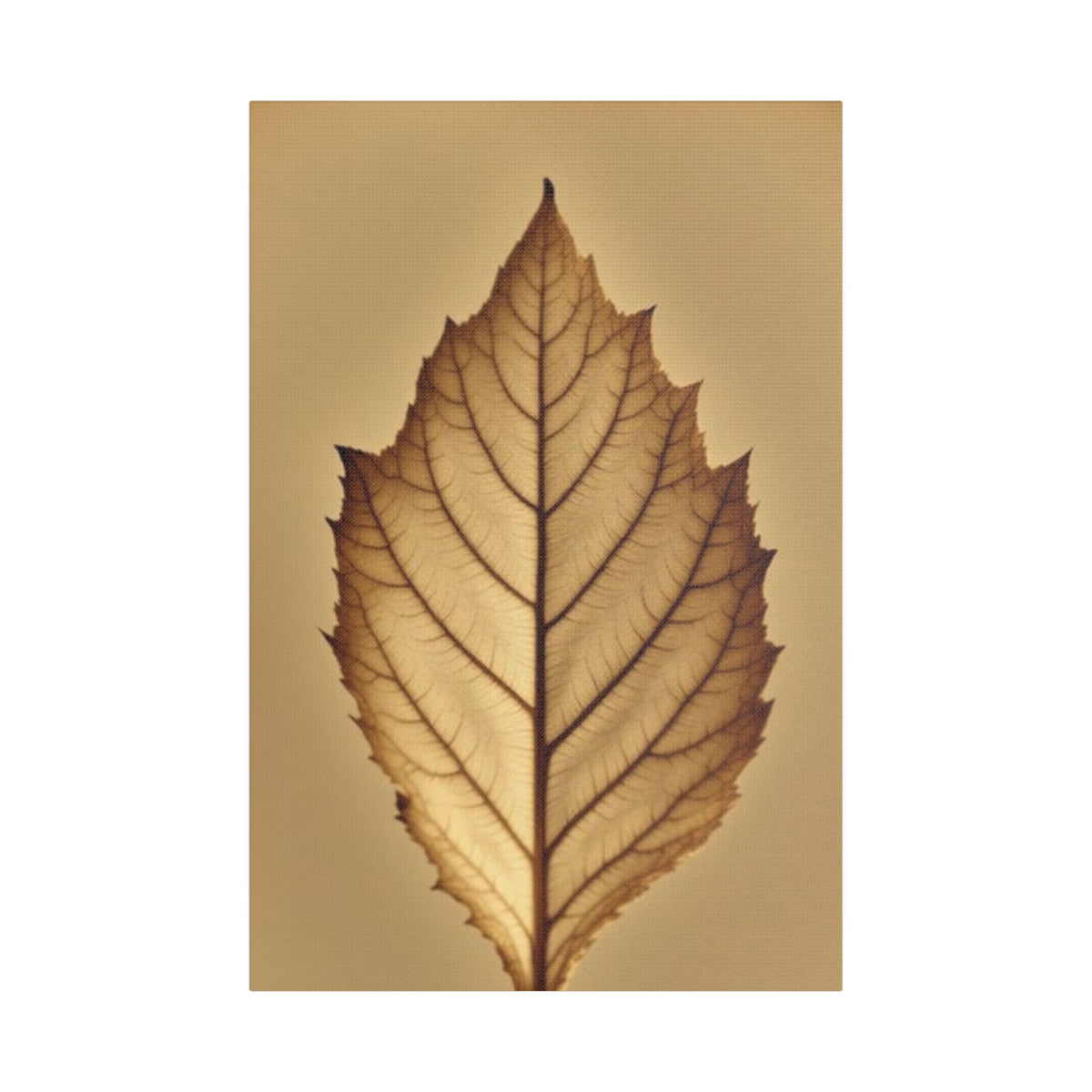 Soft Sepia Leaf Satin Canvas, Stretched