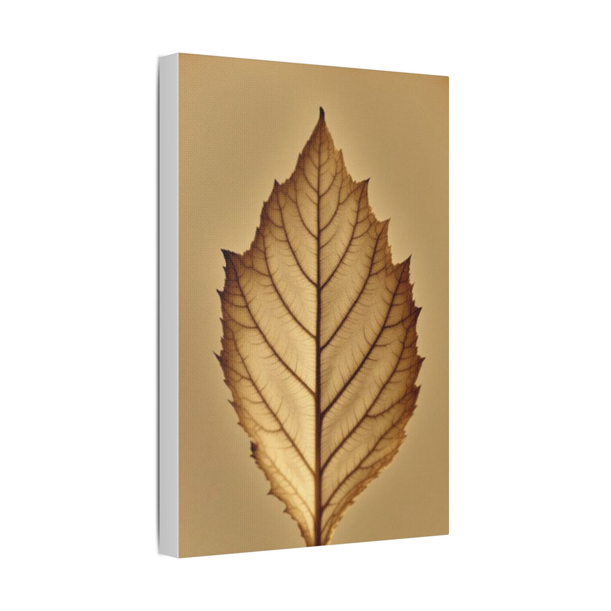 Soft Sepia Leaf Satin Canvas, Stretched