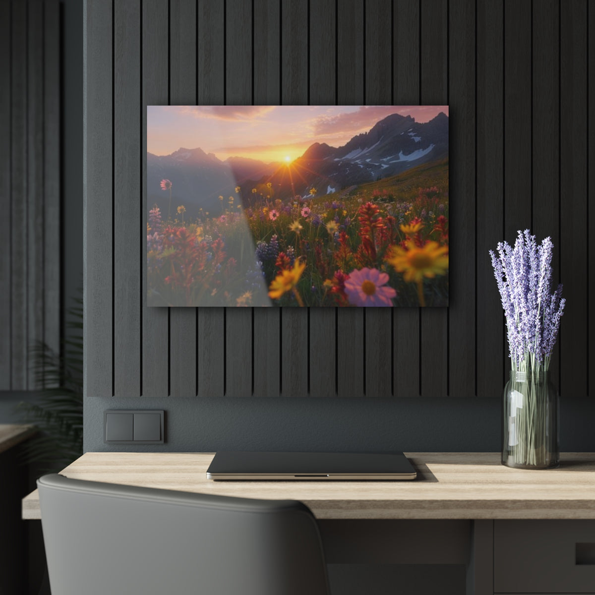 Mountain Meadow Wildflowers at Sunset Acrylic Prints (French Cleat Hanging)