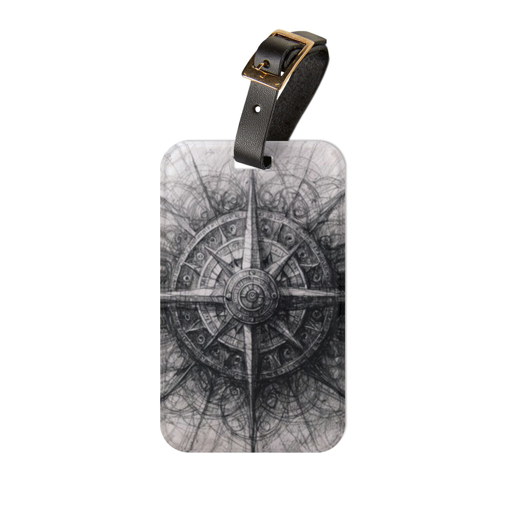 Stylized Illustrated Compass Luggage Tag