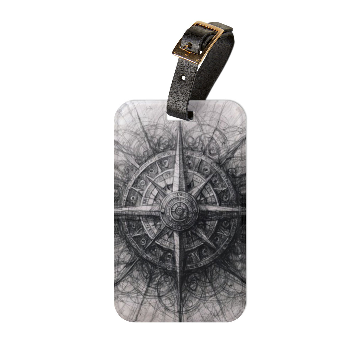Stylized Illustrated Compass Luggage Tag