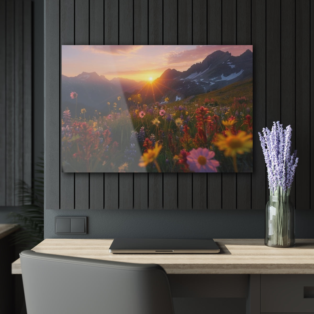 Mountain Meadow Wildflowers at Sunset Acrylic Prints (French Cleat Hanging)