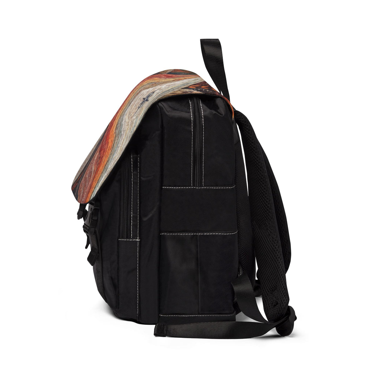 Stylized Compass Winding Path Oxford Canvas Backpack