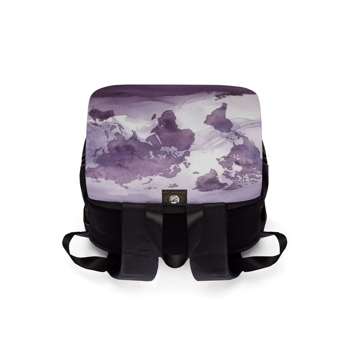 Purple Watercolor Map Oxford Canvas Backpack