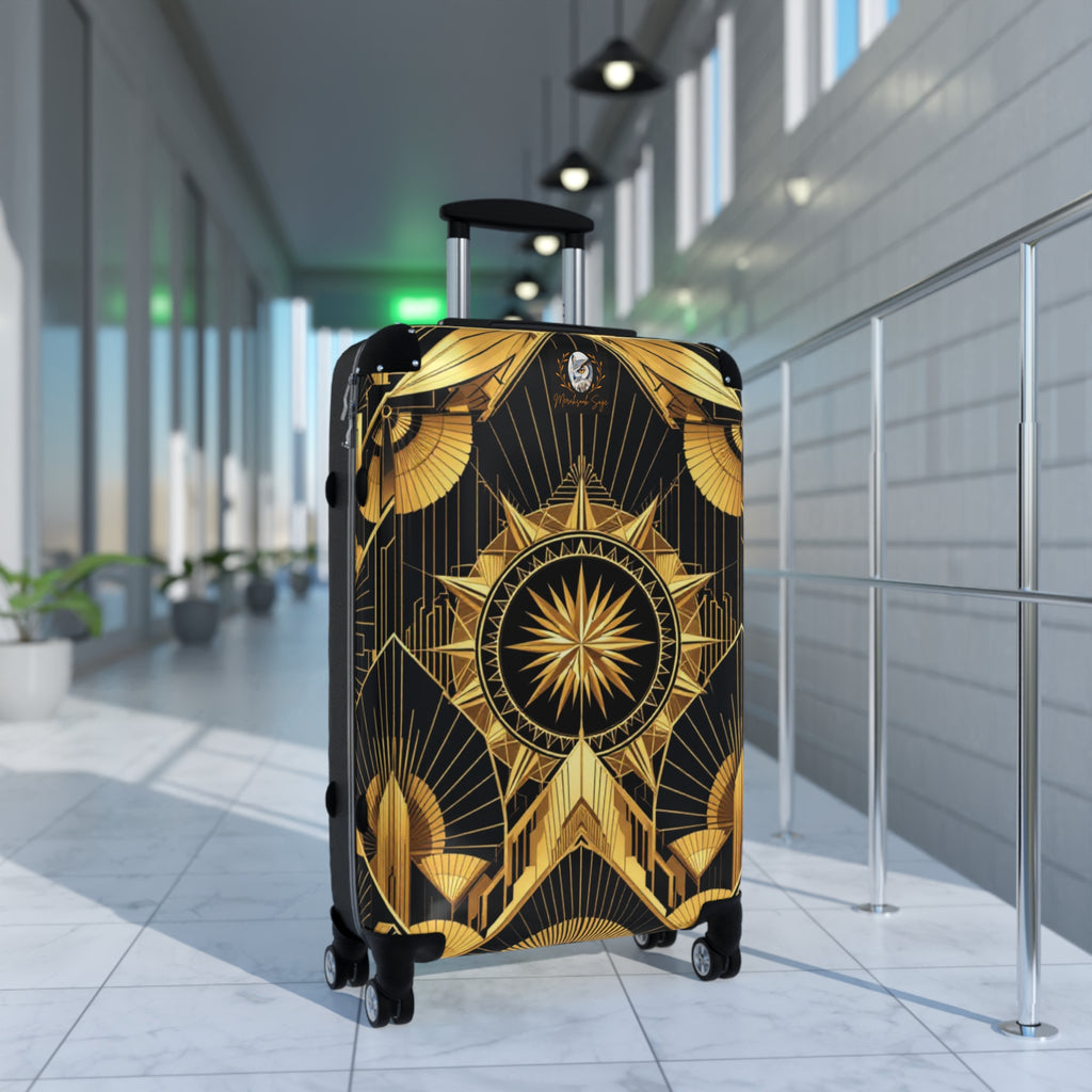 Art Deco Stylized Compass Burst Suitcase