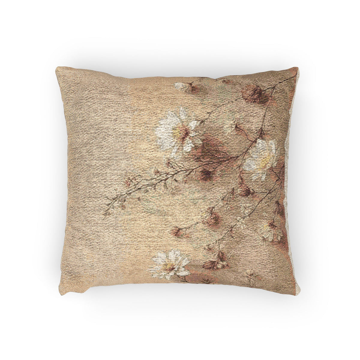 Soft Sepia Daisies Woven Pillow