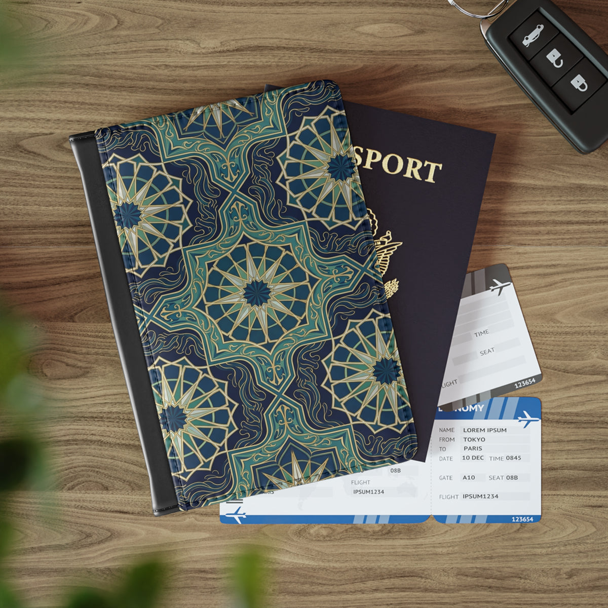 Ocean Tones Stylized Compass Passport Cover