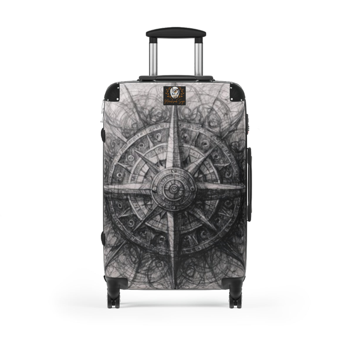 Stylized Illustrated Compass Suitcase