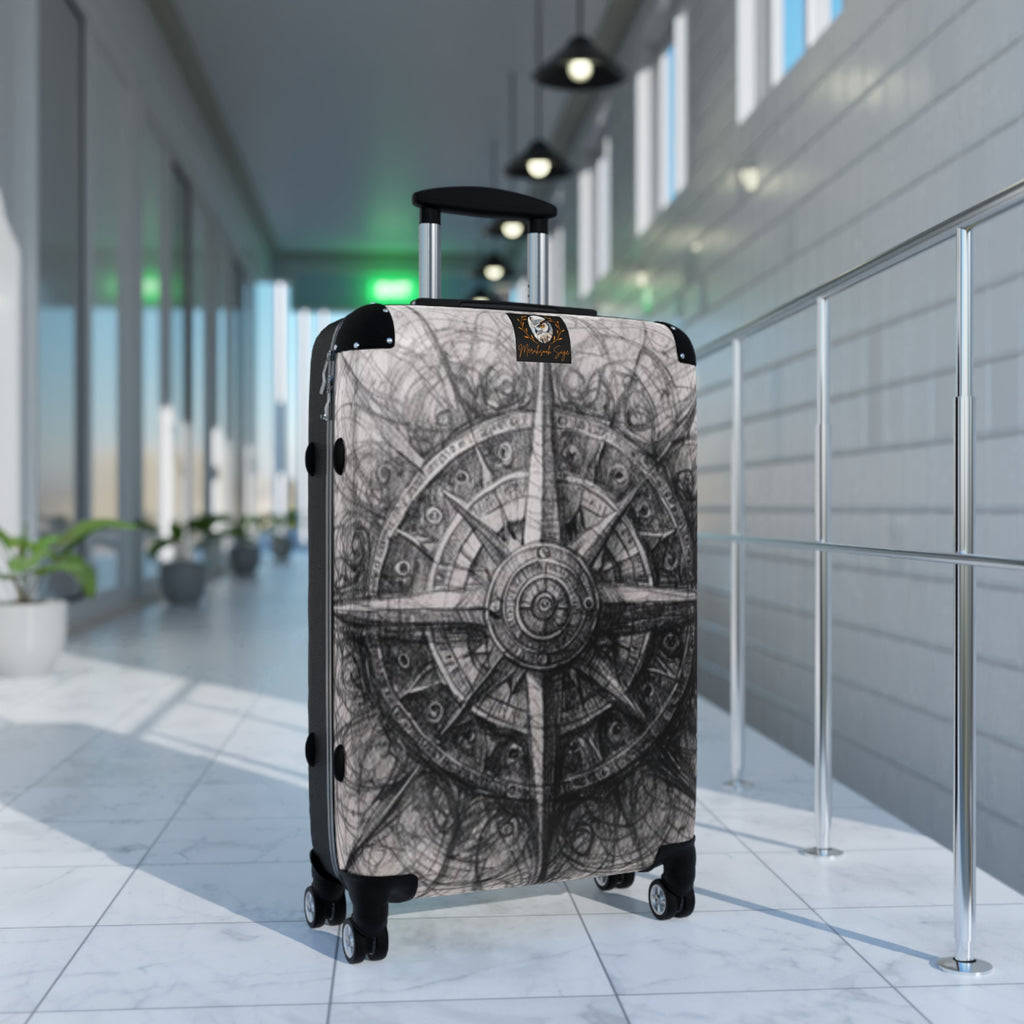 Stylized Illustrated Compass Suitcase