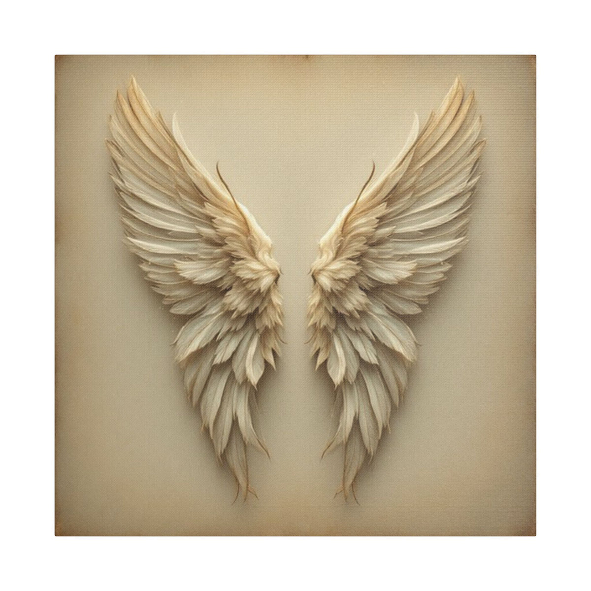 Soft Sepia Angel Wings Satin Canvas, Stretched