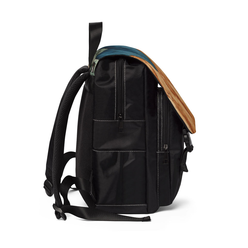 Stylized Layered Map Oxford Canvas Backpack