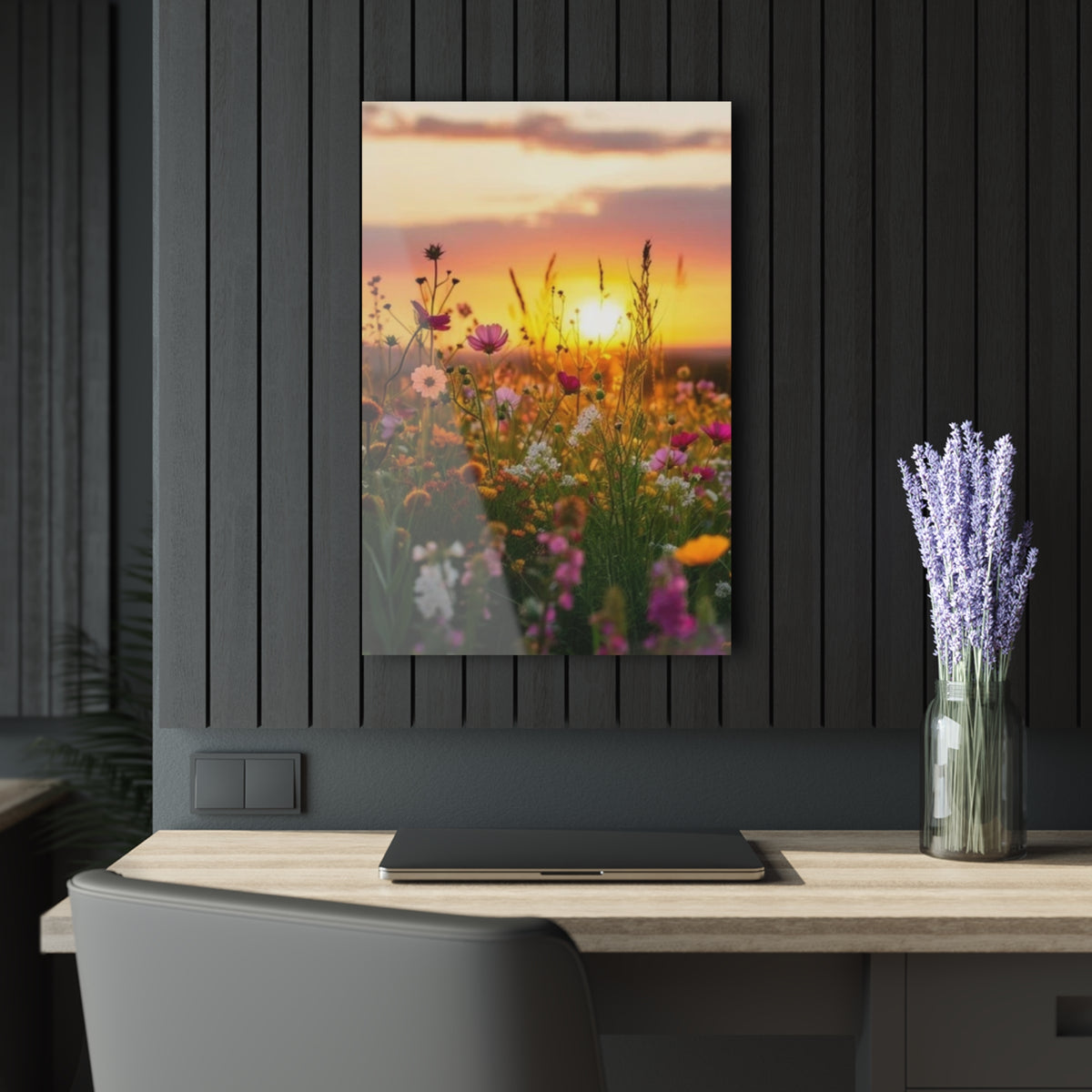 Wildflower Field at Sunset Acrylic Prints (French Cleat Hanging)