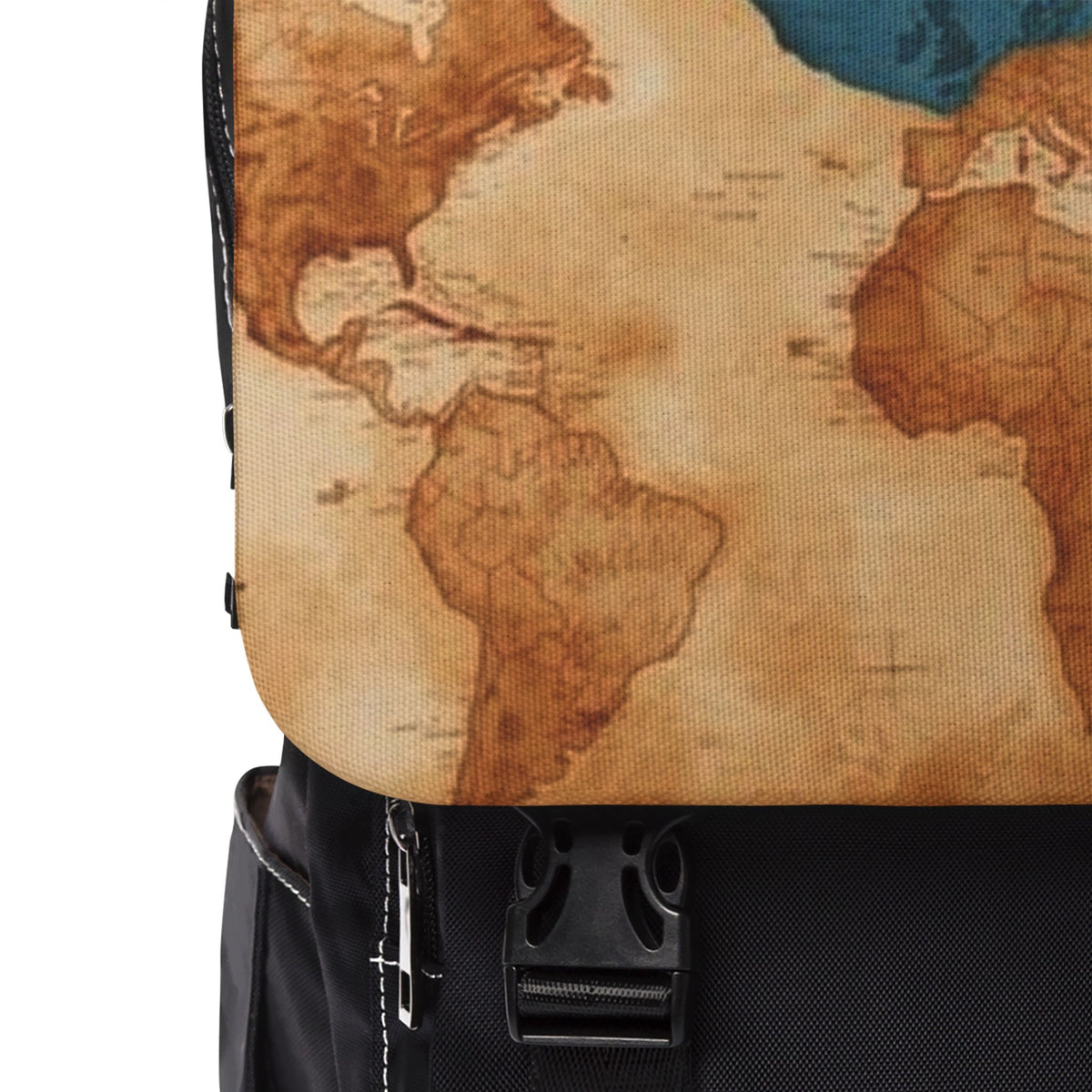 Stylized Layered Map Oxford Canvas Backpack