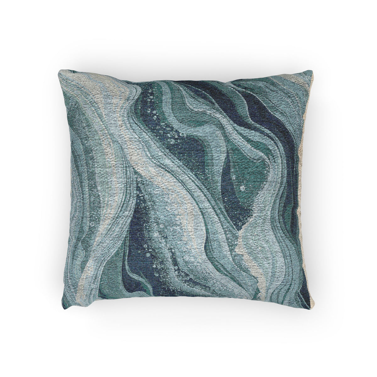 Soft Layered Blue Tones Woven Pillow