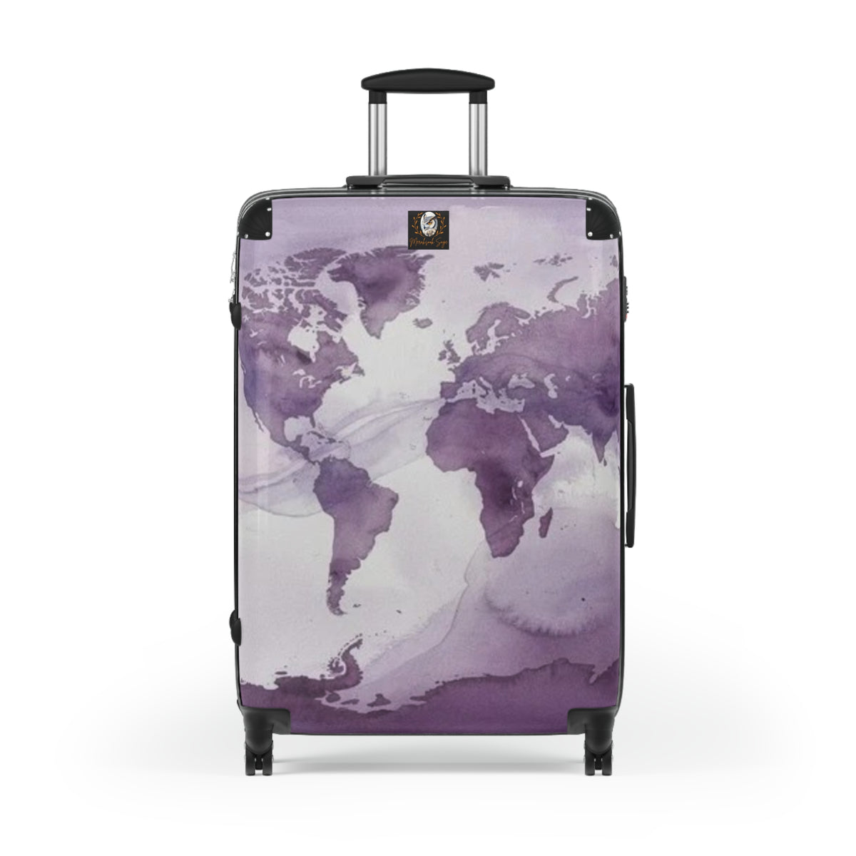 Purple Watercolor Map Suitcase