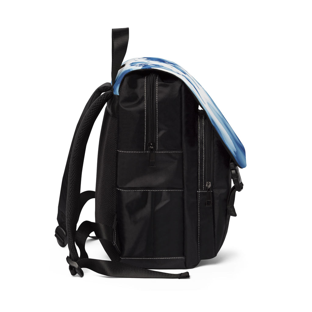 Blue Watercolor Map Oxford Canvas Backpack