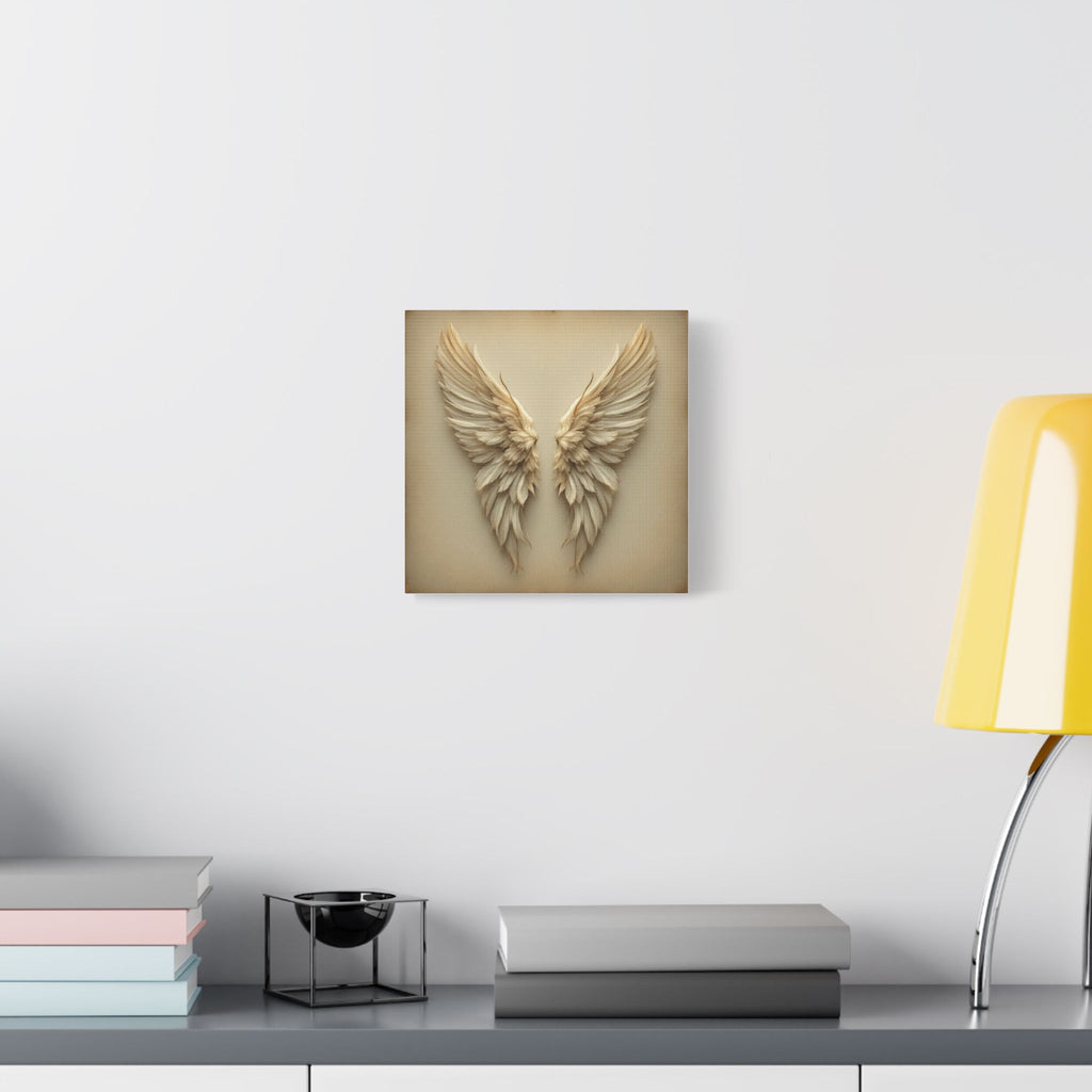 Soft Sepia Angel Wings Satin Canvas, Stretched