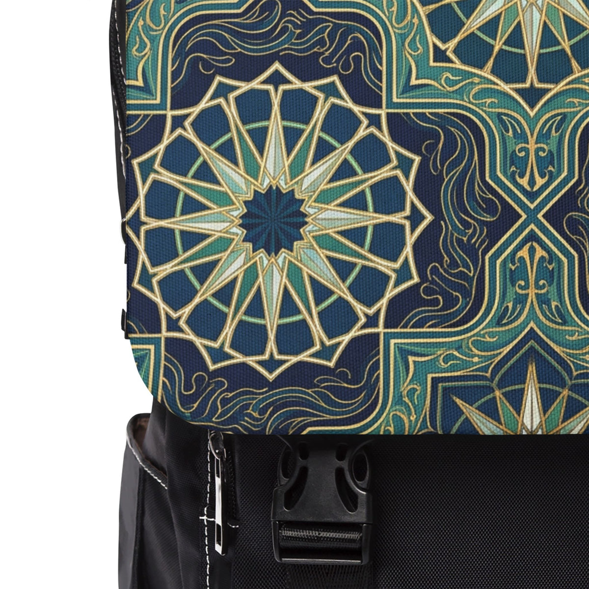 Ocean Tones Stylized Compass Oxford Canvas Backpack