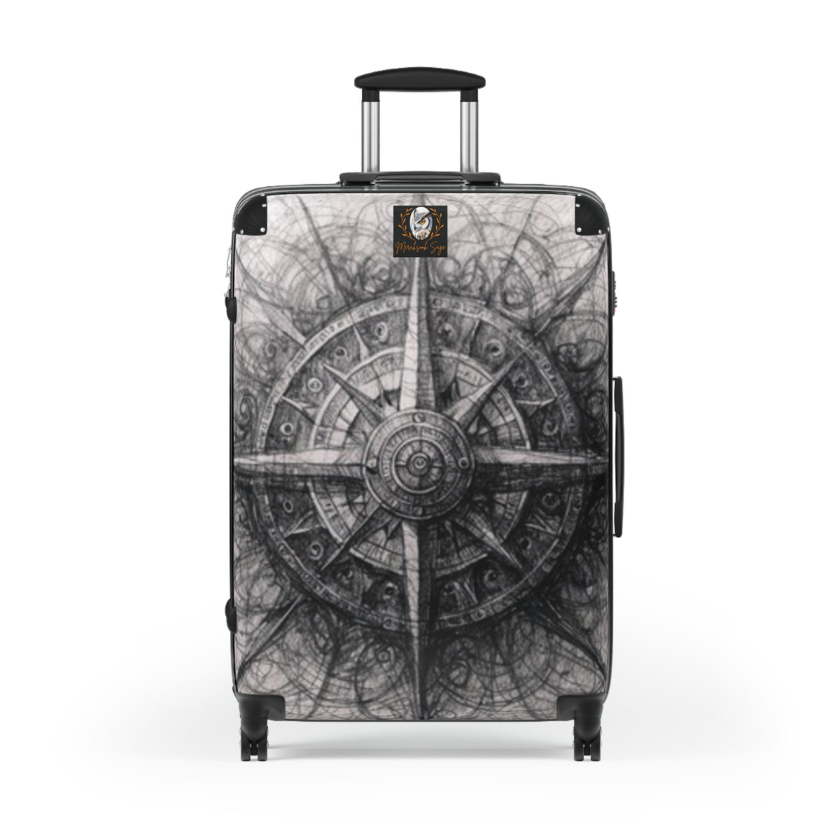 Stylized Illustrated Compass Suitcase
