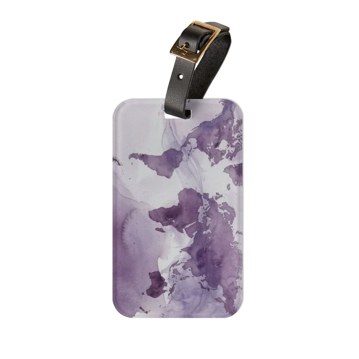 Purple Watercolor Map Luggage Tag
