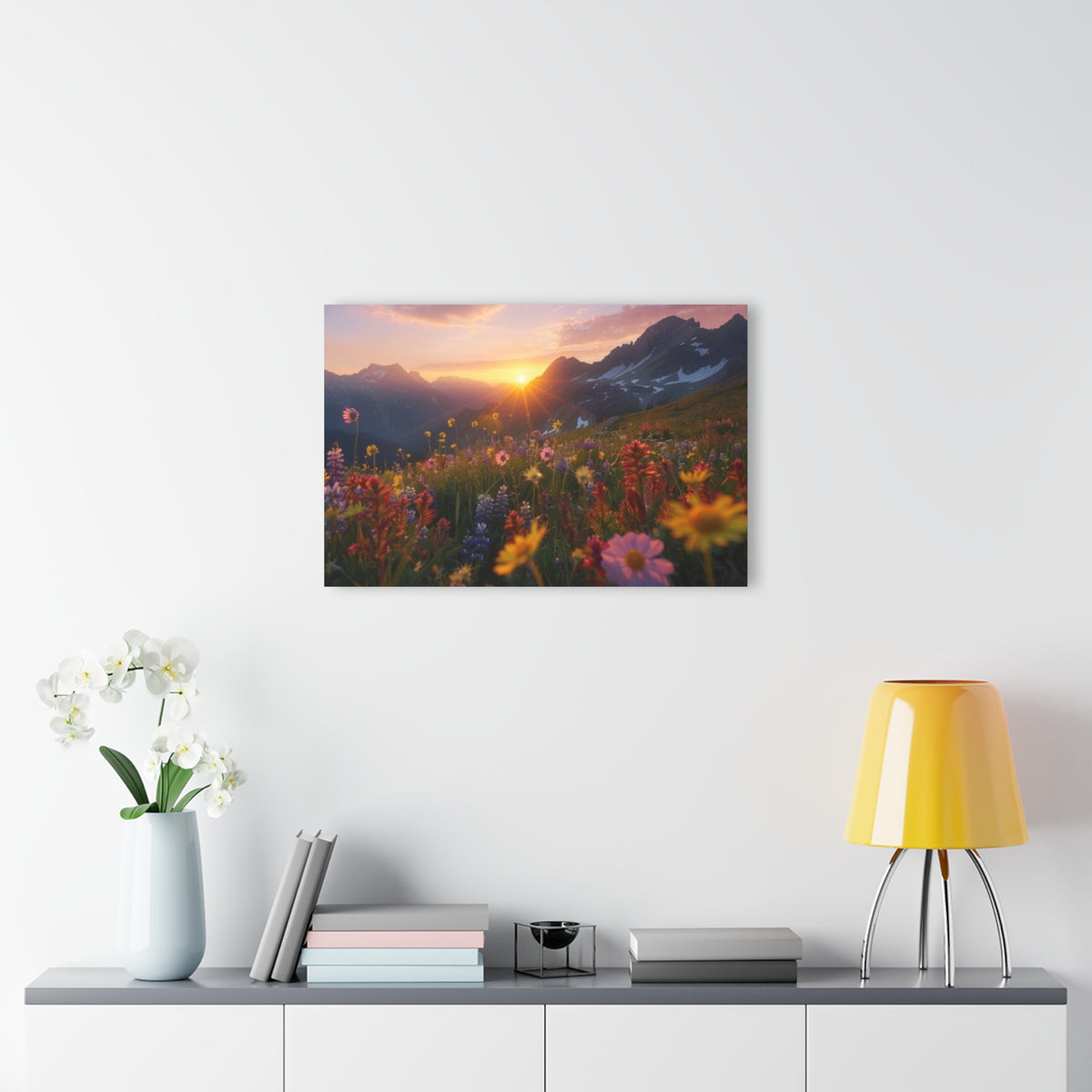 Mountain Meadow Wildflowers at Sunset Acrylic Prints (French Cleat Hanging)