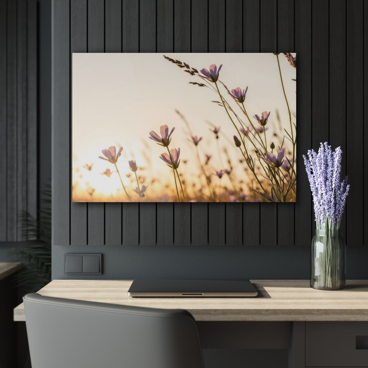 Sunlit Wispy Wildflowers Acrylic Prints (French Cleat Hanging)