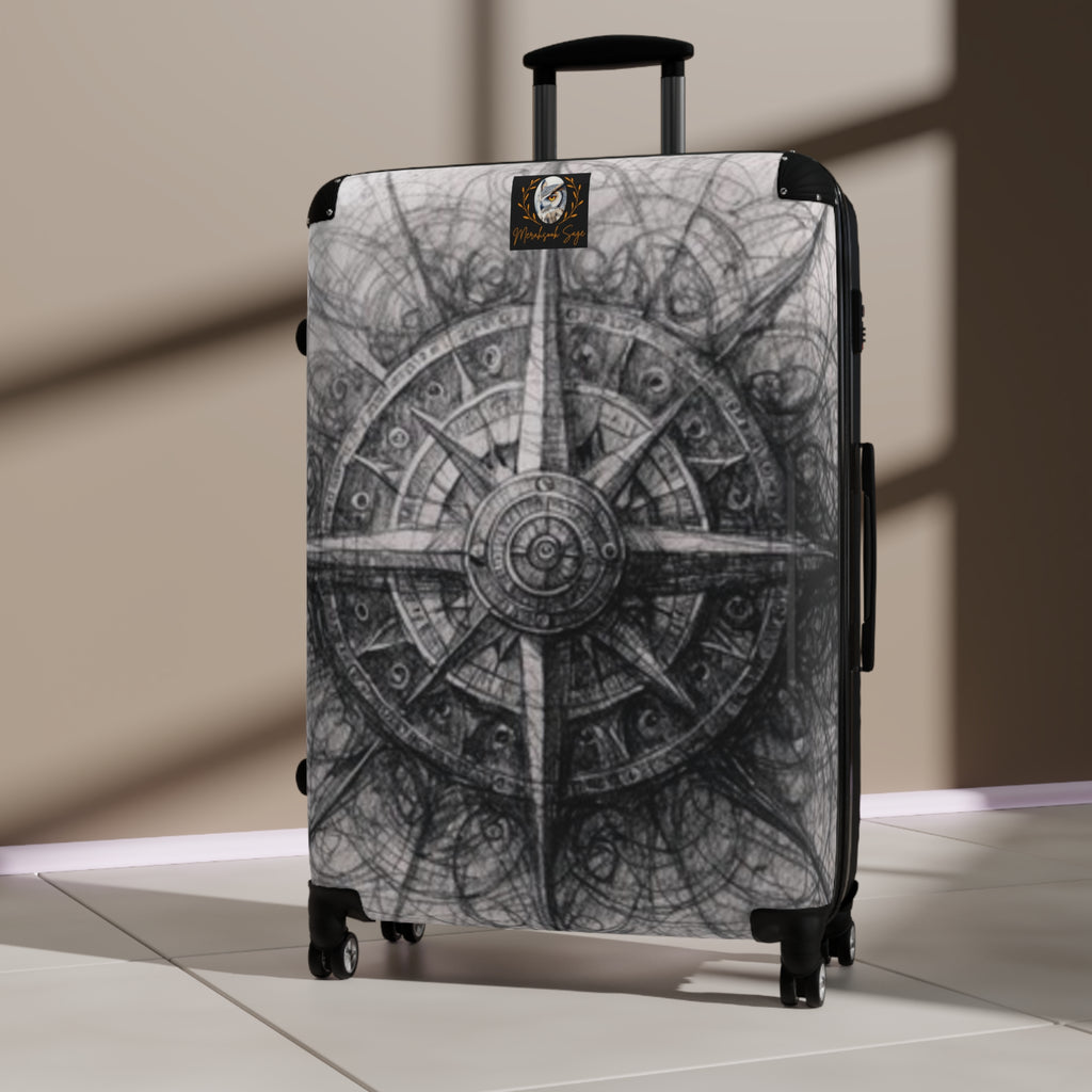 Stylized Illustrated Compass Suitcase