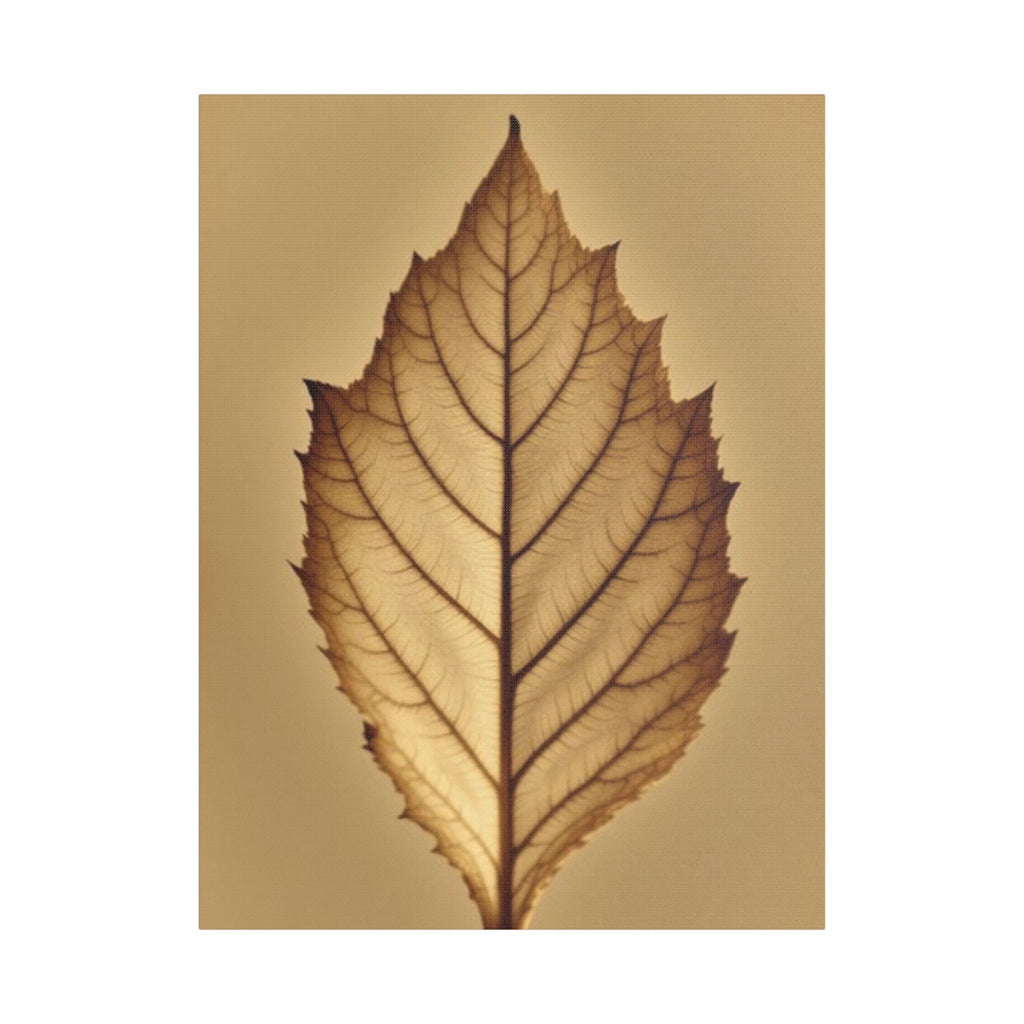 Soft Sepia Leaf Satin Canvas, Stretched