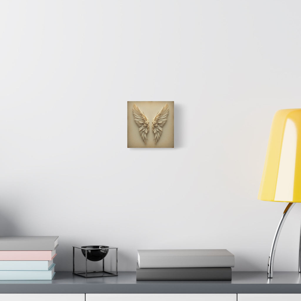 Soft Sepia Angel Wings Satin Canvas, Stretched