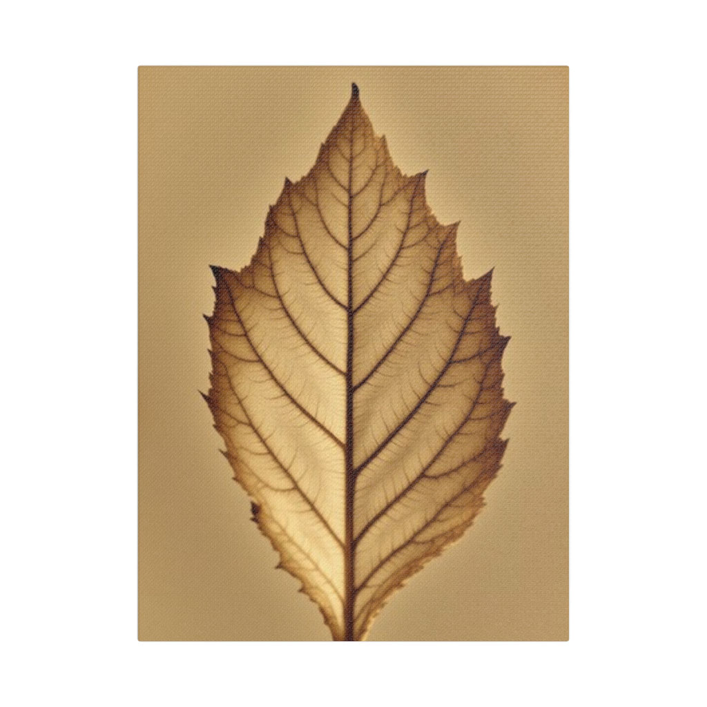Soft Sepia Leaf Satin Canvas, Stretched