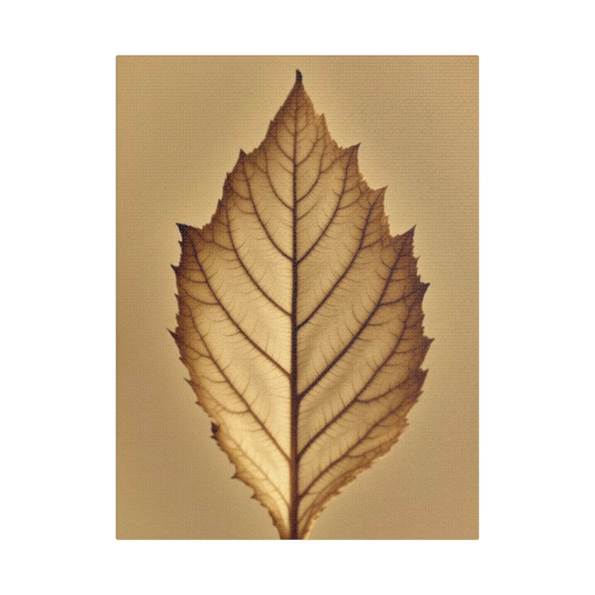 Soft Sepia Leaf Satin Canvas, Stretched